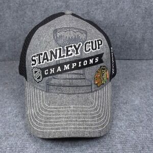 Chicago Blackhawks Hat Cap Strap Back Mens OS Gray Stanley Cup Champs Reebok NHL